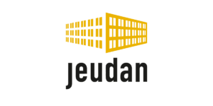 Jeudans logo med gul bygning